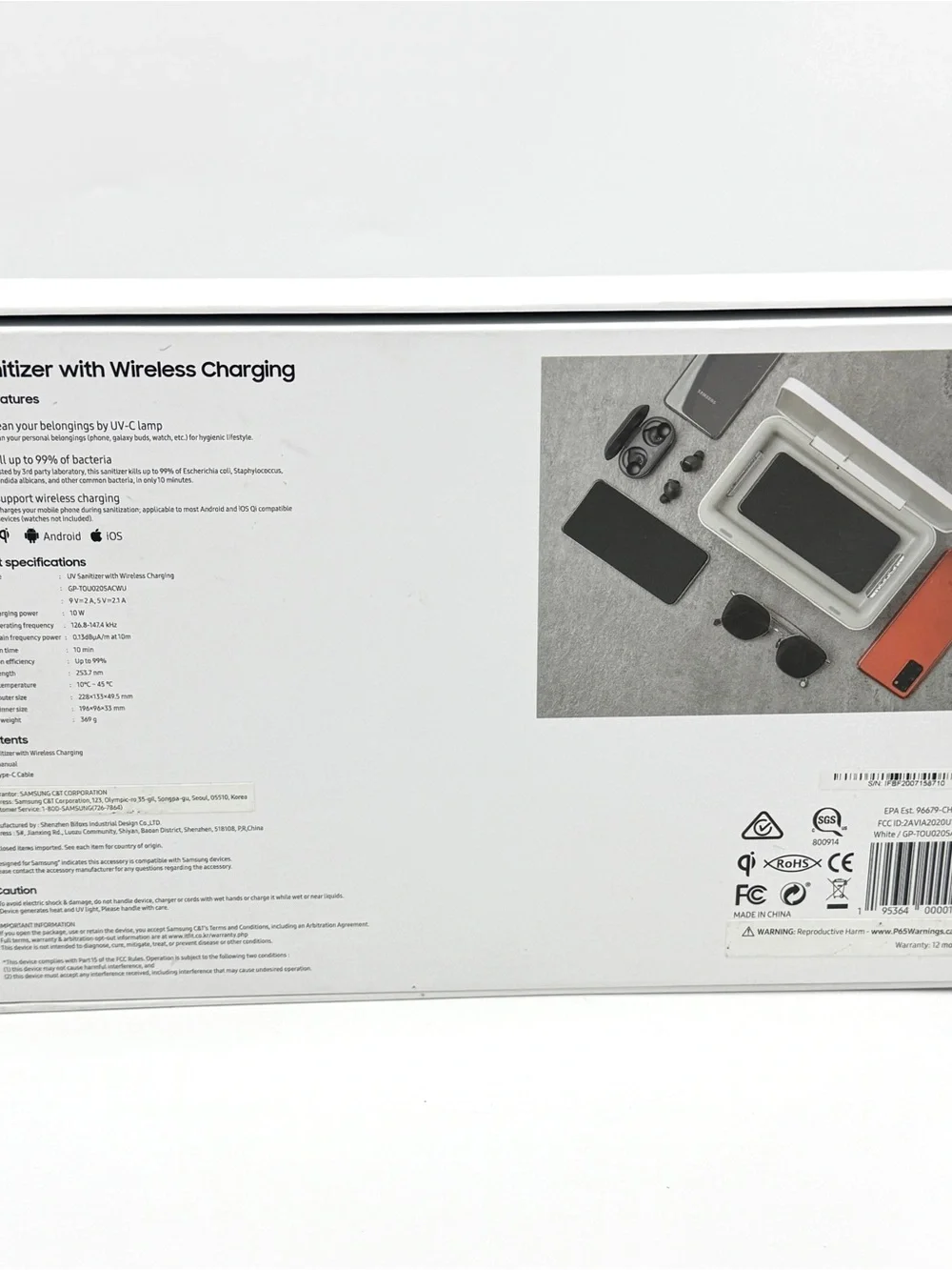 New Samsung UV Sanitizer Wireless Charging Dock, GP-TOU020SACWU